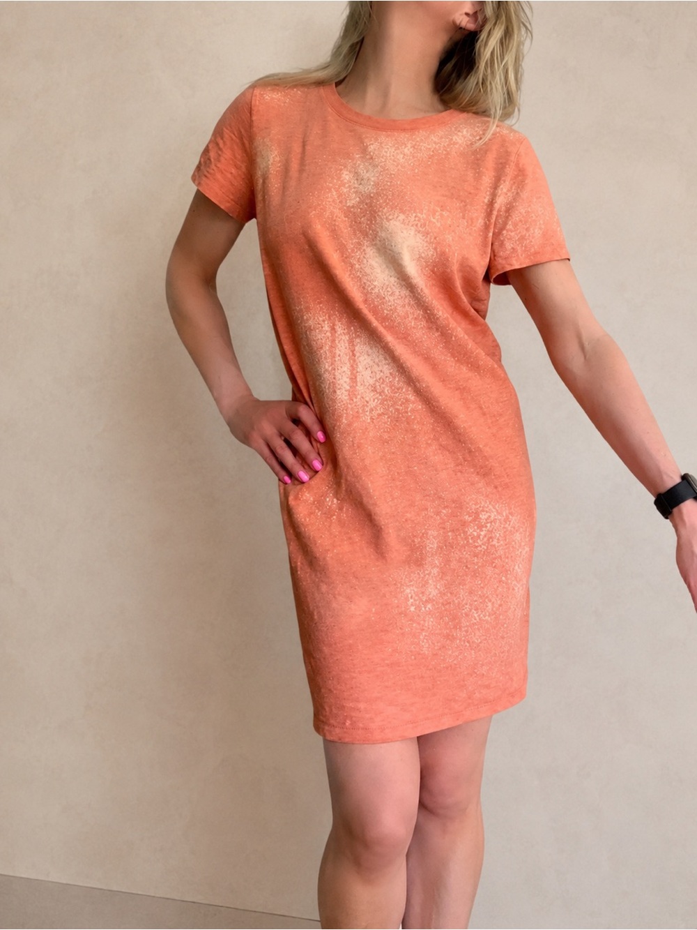 Upscaled Universal Thread Mandarin Orange Straight Lined Cotton Shirt Mini Dress